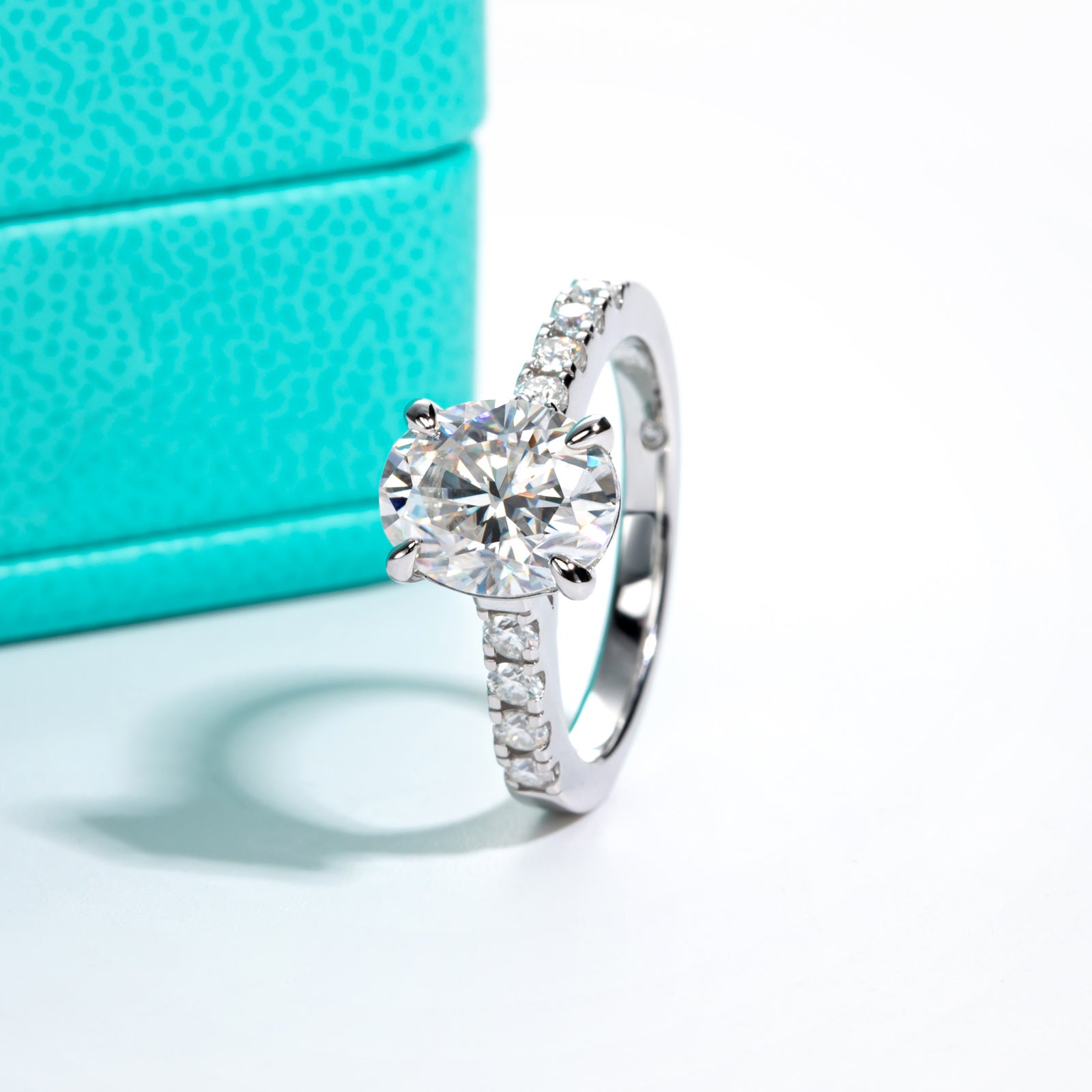 Oval Cut Pavé Moissanite Engagement Ring (4.25 cttw)