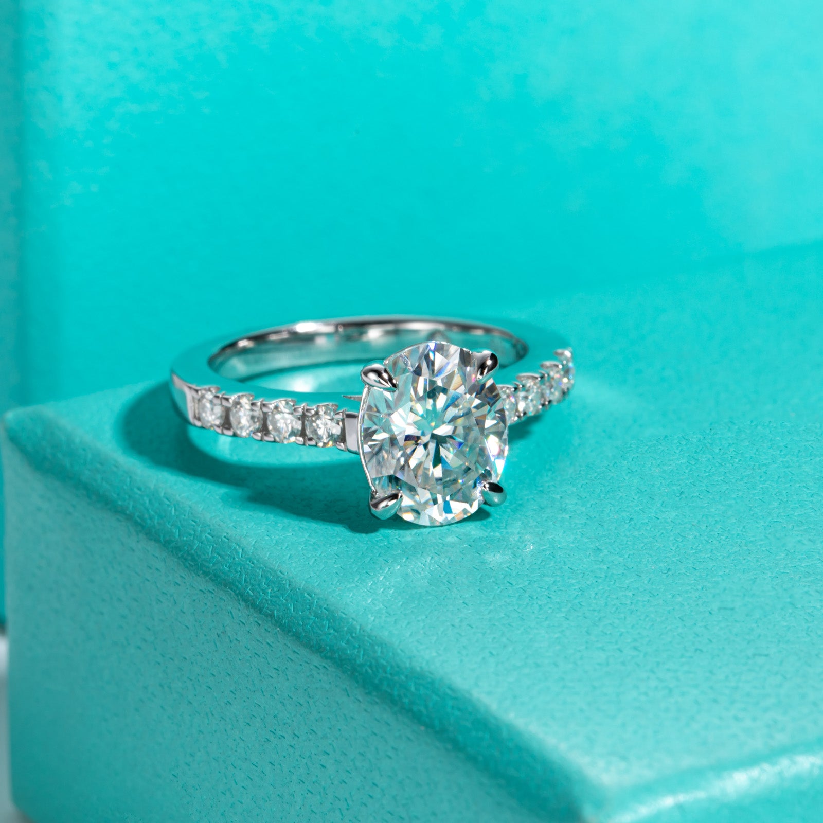 Oval Cut Pavé Moissanite Engagement Ring (4.25 cttw)
