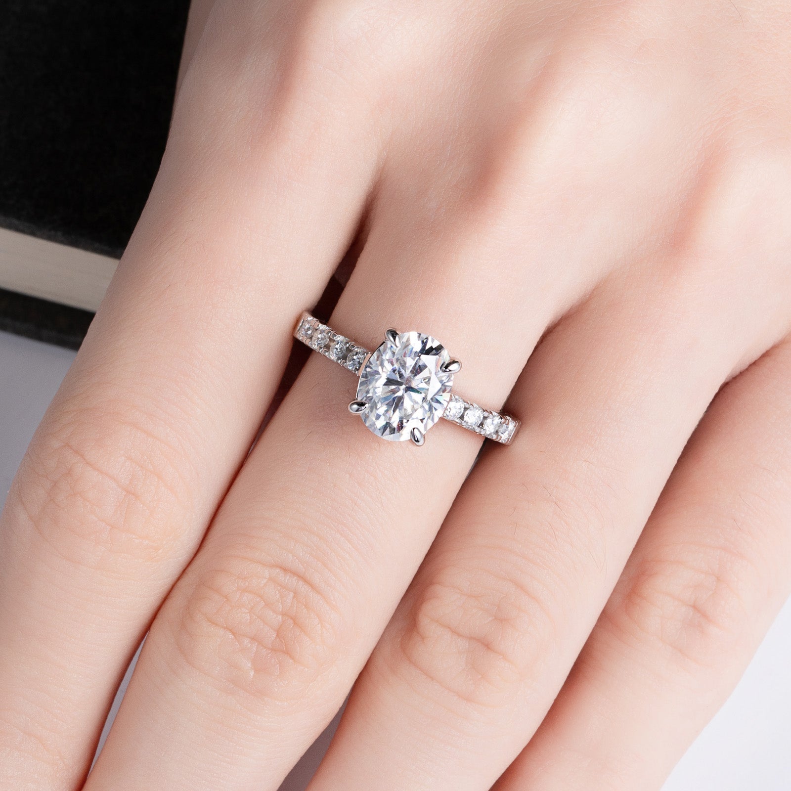 Oval Cut Pavé Moissanite Engagement Ring (4.25 cttw)