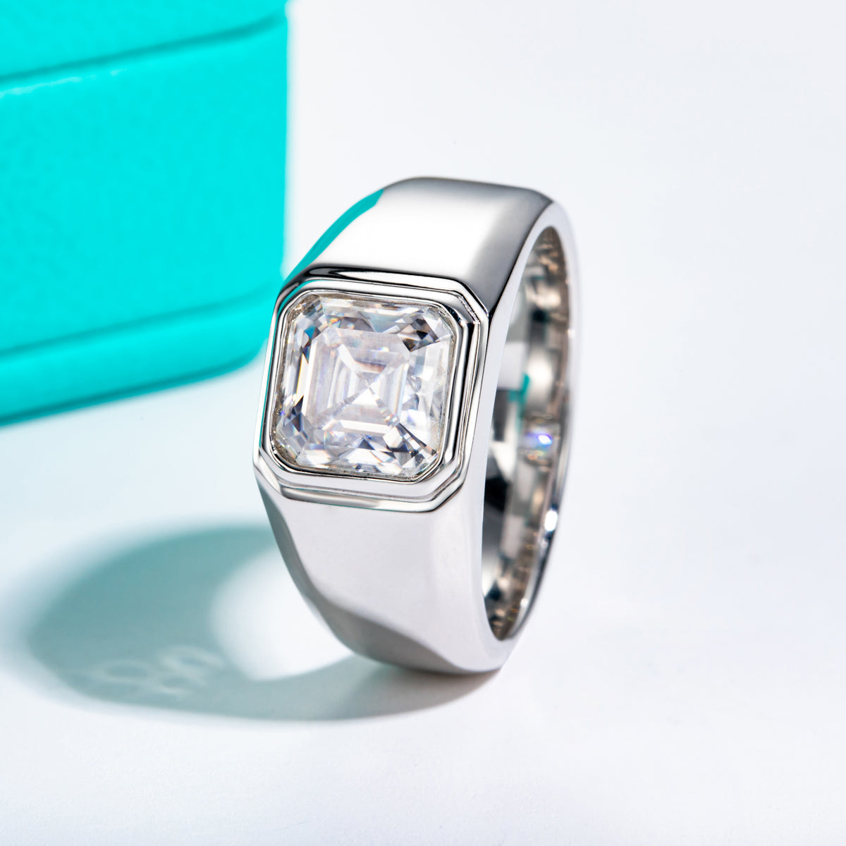 2.5CT 8x8mm Asscher Moissanite Solitaire Ring