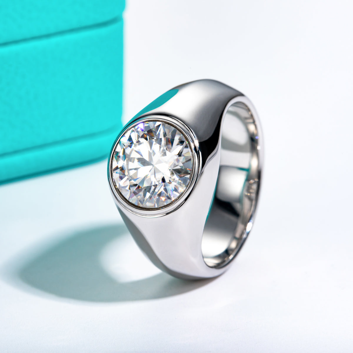 3.8CT 10mm Large Round Moissanite Ring For Men