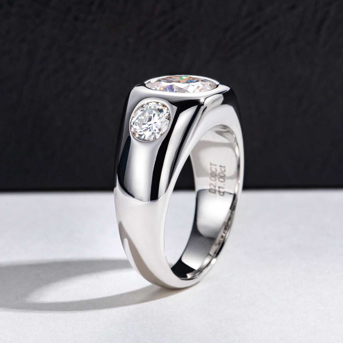 8mm Three Stone Moissanite Men Ring S925 Silver Engagement Ring