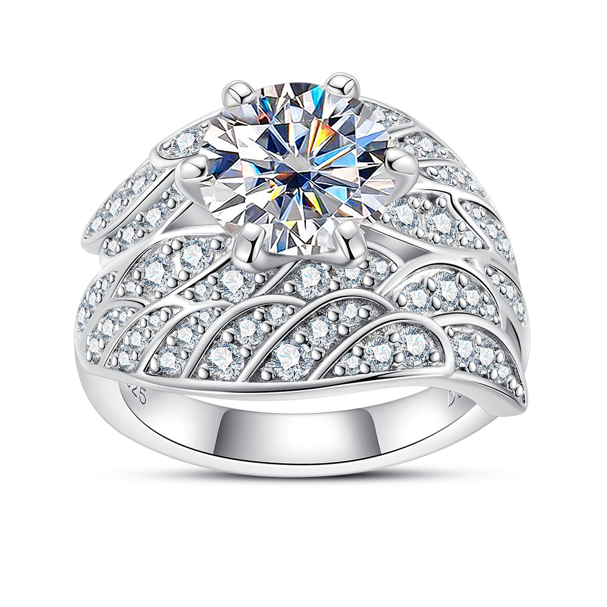 9mm Angel Moissanite Ring S925 Silver
