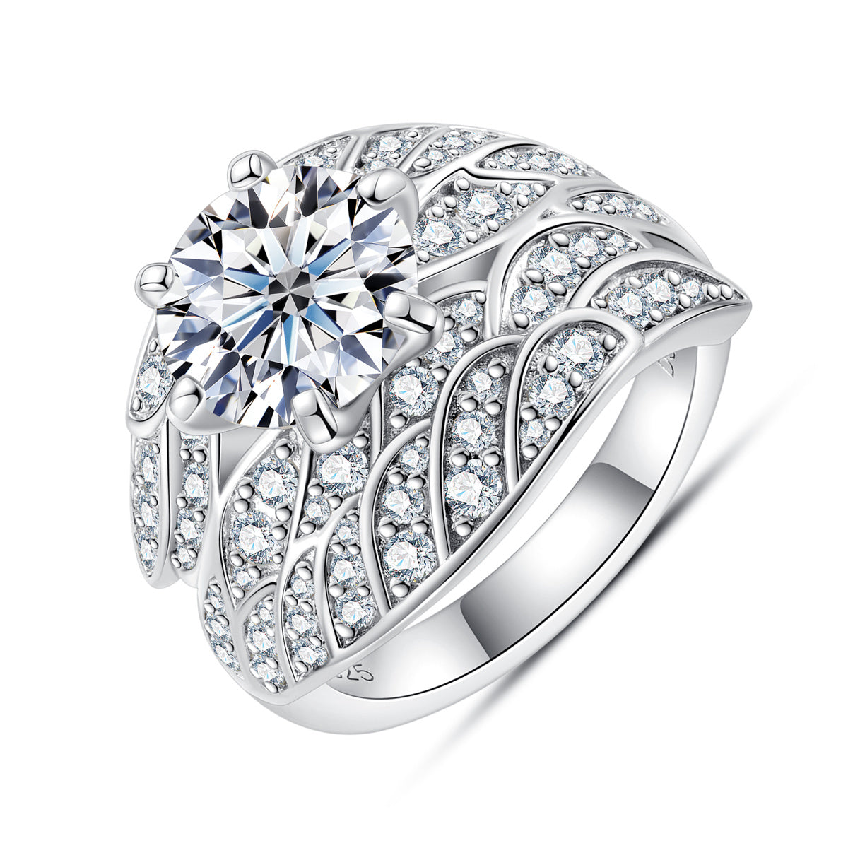 9mm Angel Moissanite Ring S925 Silver