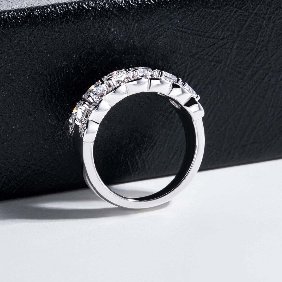 S925 Sterling‑Silver Six‑Stone Moissanite Ring