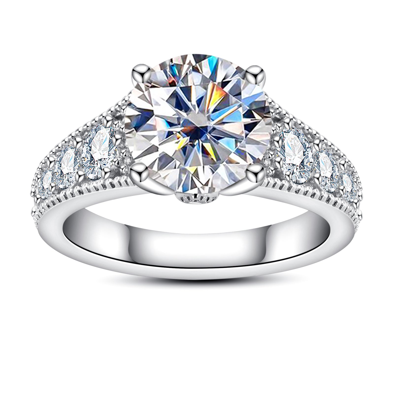 Round Cut Moissanite Engagement Ring (3.85 cttw)
