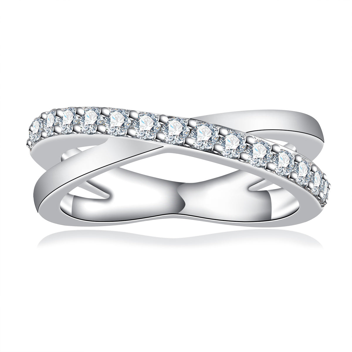 S925 Silver 2.0mm Moissanite X Cross Ring