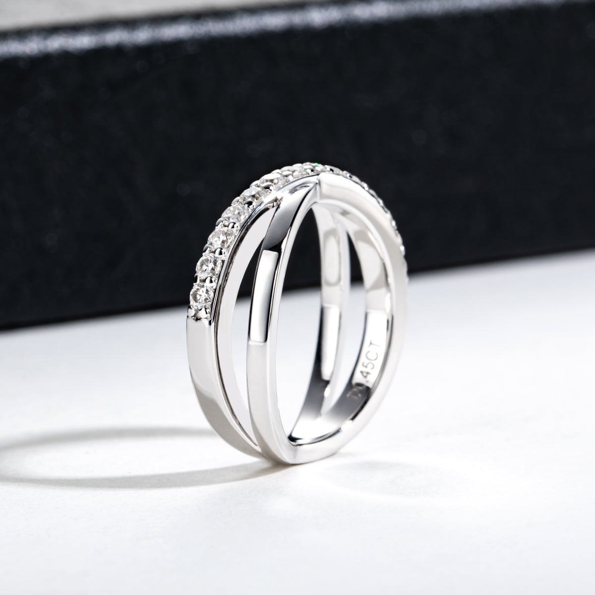 S925 Silver 2.0mm Moissanite X Cross Ring