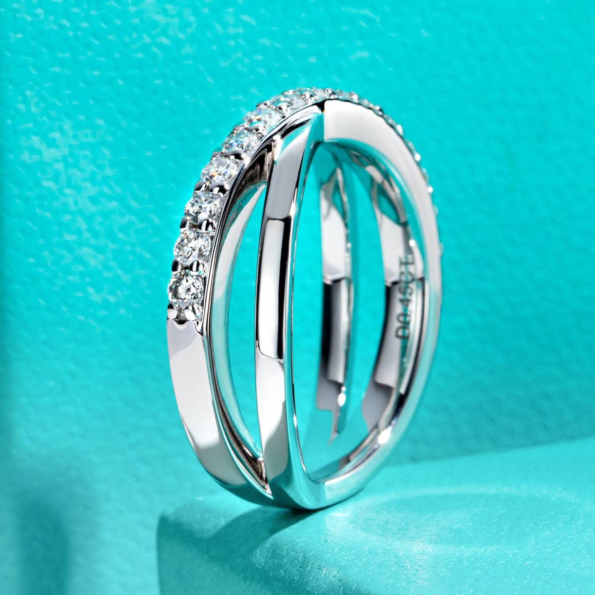 S925 Silver 2.0mm Moissanite X Cross Ring
