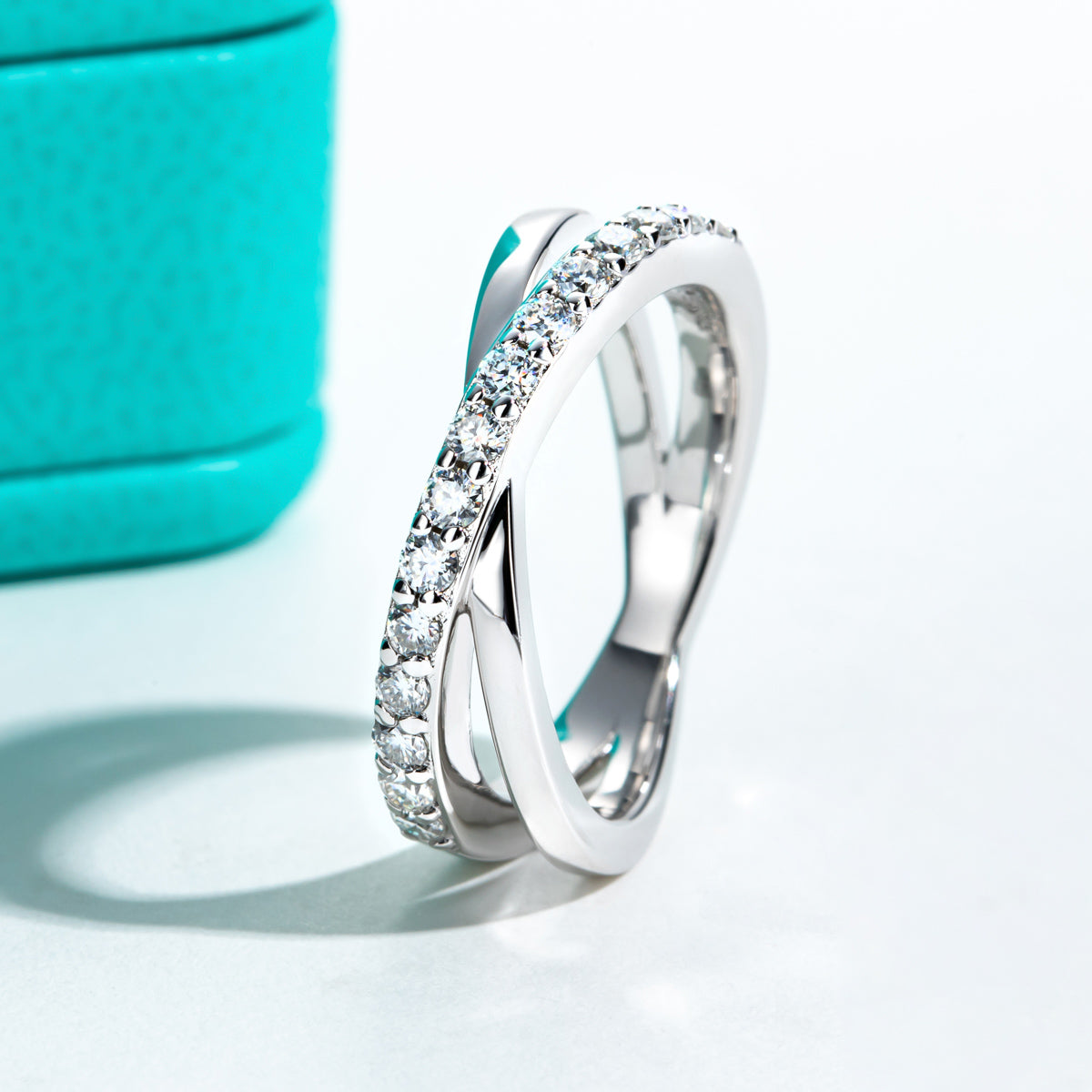 S925 Silver 2.0mm Moissanite X Cross Ring
