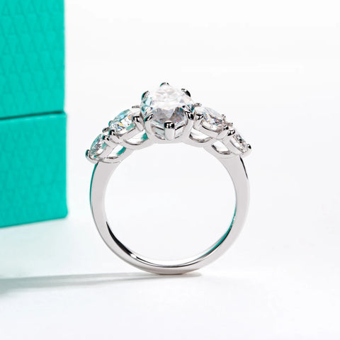 AnuJewel 3ct Marquise Cut D Color Moissanite Diamond Engagement Ring 925 Sterling Silver With Cer Women's Jewelry