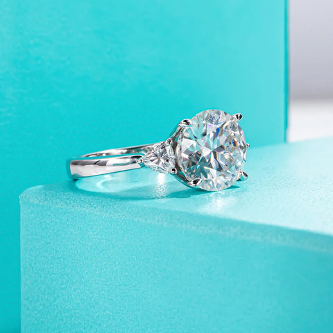 AnuJewel 4.6 Carat D Color Moissanite Diamond Engagement Wedding Ring 925 Sterling Silver Rings Fine Jewelry