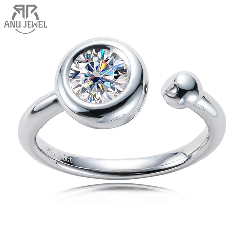 AnuJewel 1ct D Color Moissanite Diamond Top Quality 18K Gold Plated  Classic Engagement Wedding  Rings