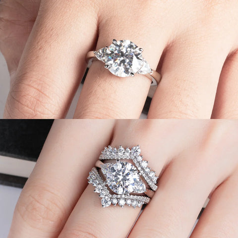 AnuJewel 4.6 Carat D Color Moissanite Diamond Engagement Wedding Ring 925 Sterling Silver Rings Fine Jewelry