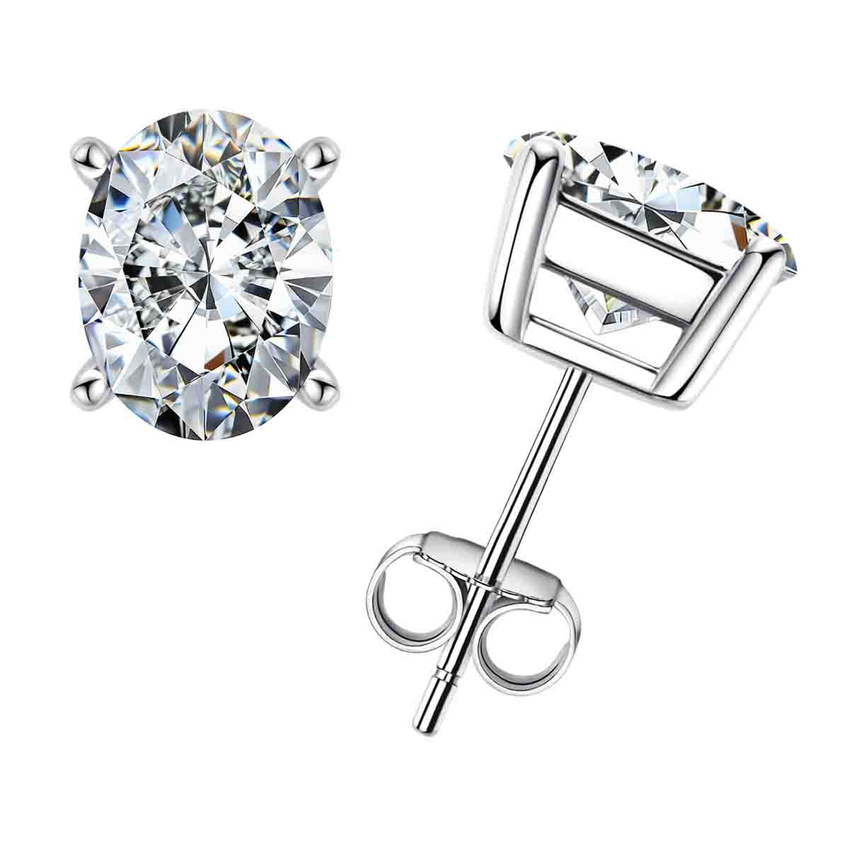 10K Gold 5×7mm Oval Moissanite Stud Earrings 1CT Total