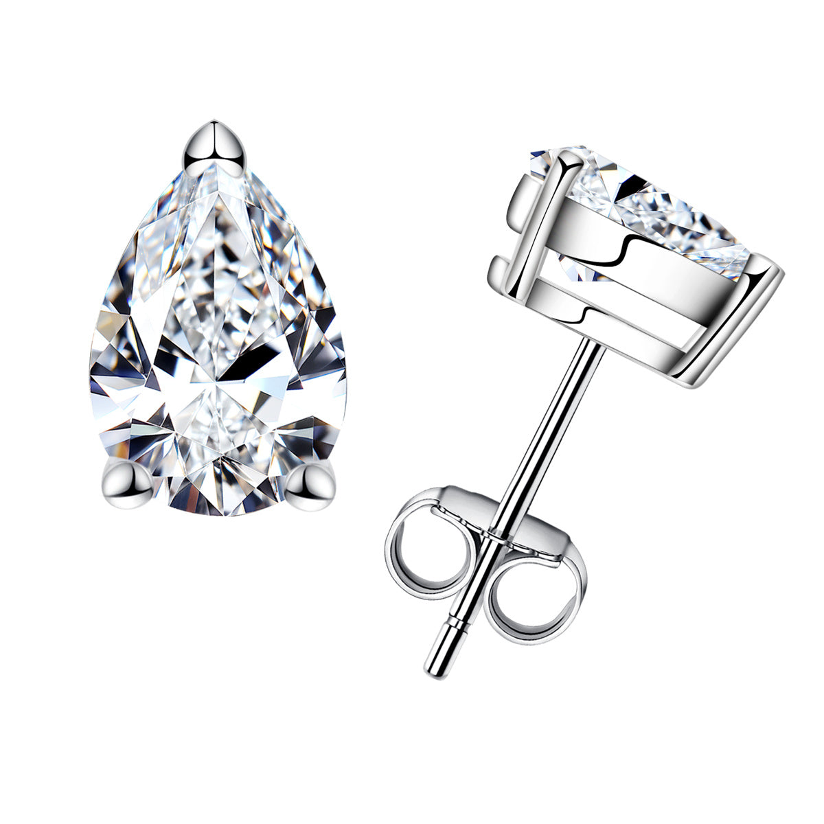 10K Gold Pear Ice Flower Cut Moissanite Stud Earrings 1.2CT