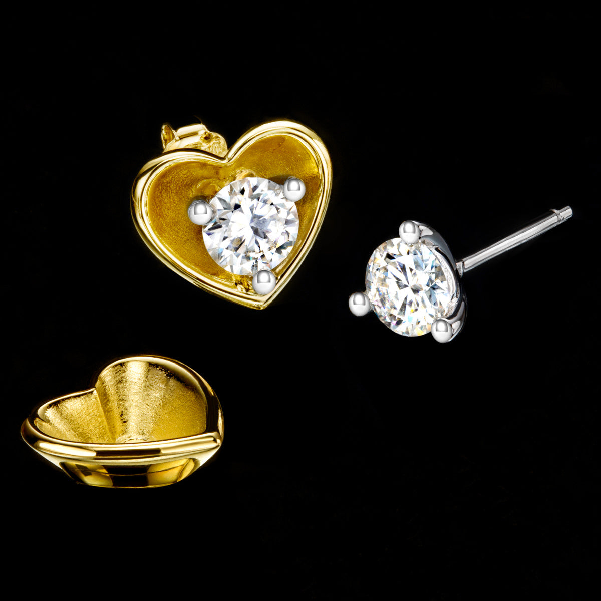 925 Sterling Silver 5mm Heart Cut Moissanite Stud Earrings