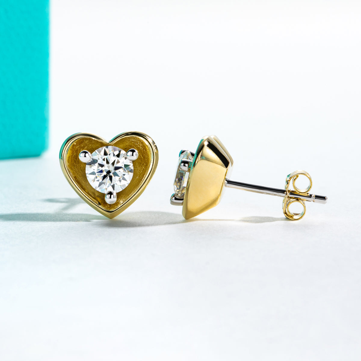 925 Sterling Silver 5mm Heart Cut Moissanite Stud Earrings