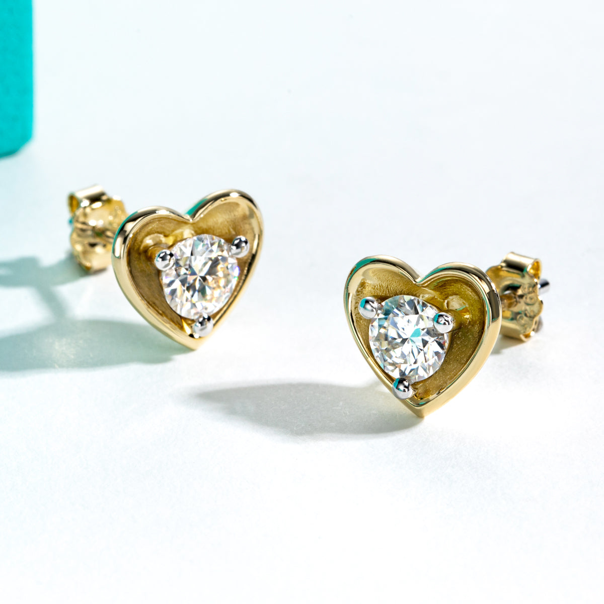 925 Sterling Silver 5mm Heart Cut Moissanite Stud Earrings