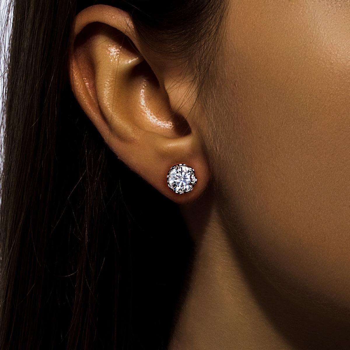 925 Sterling Silver Round Moissanite Stud Earrings
