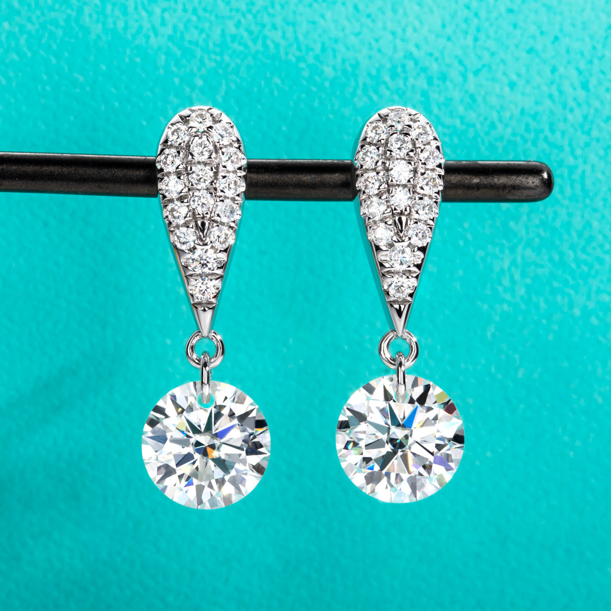 S925 Sterling Silver Round Moissanite Stud Earrings