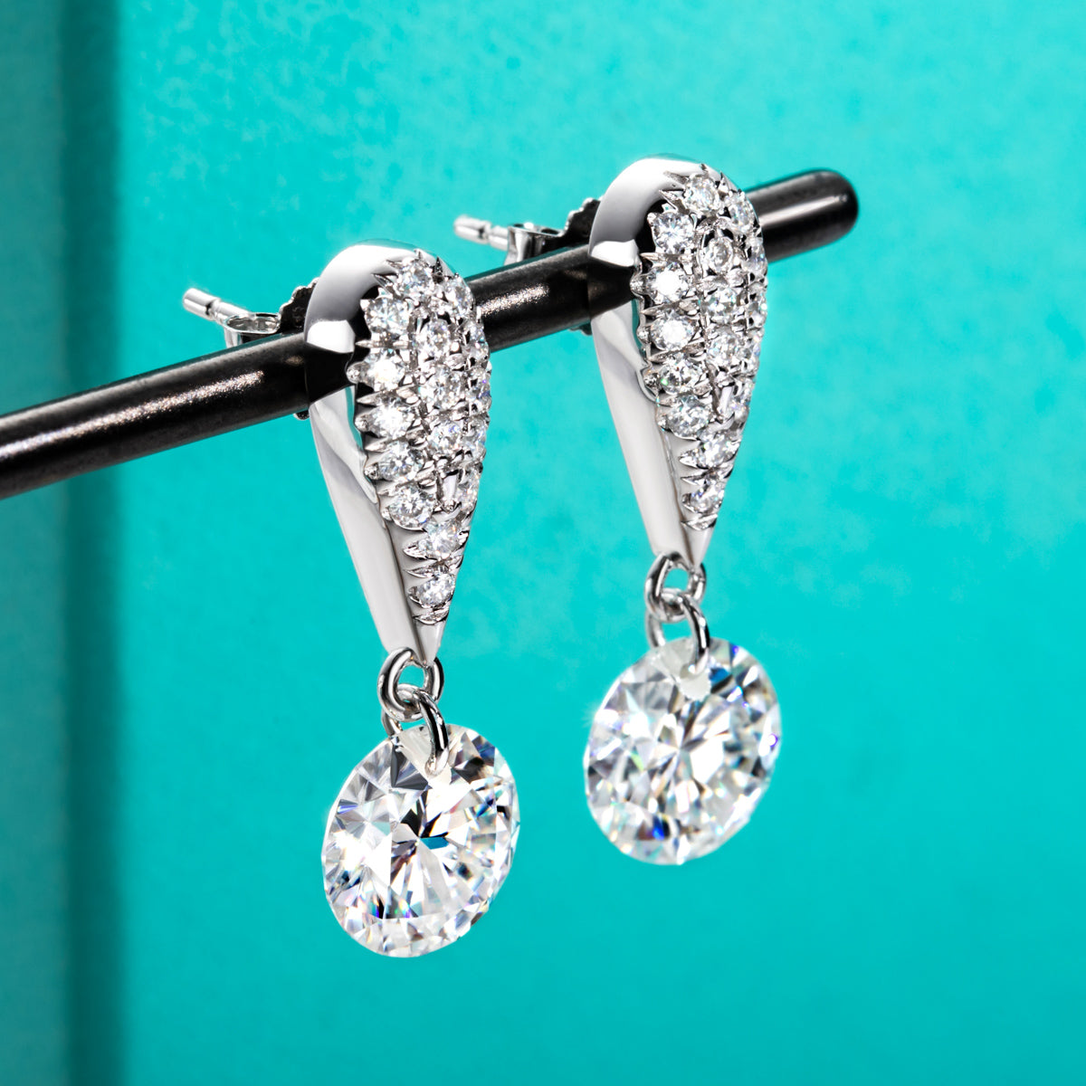 S925 Sterling Silver Round Moissanite Stud Earrings