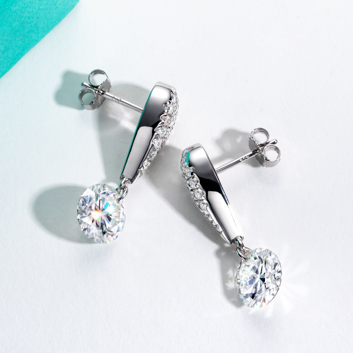 S925 Sterling Silver Round Moissanite Stud Earrings