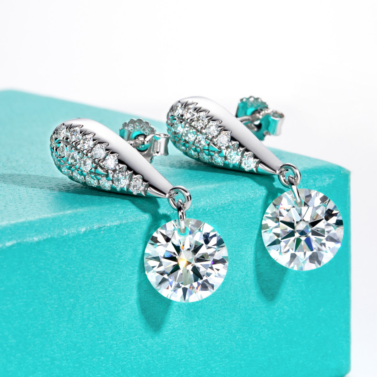 S925 Sterling Silver Round Moissanite Stud Earrings