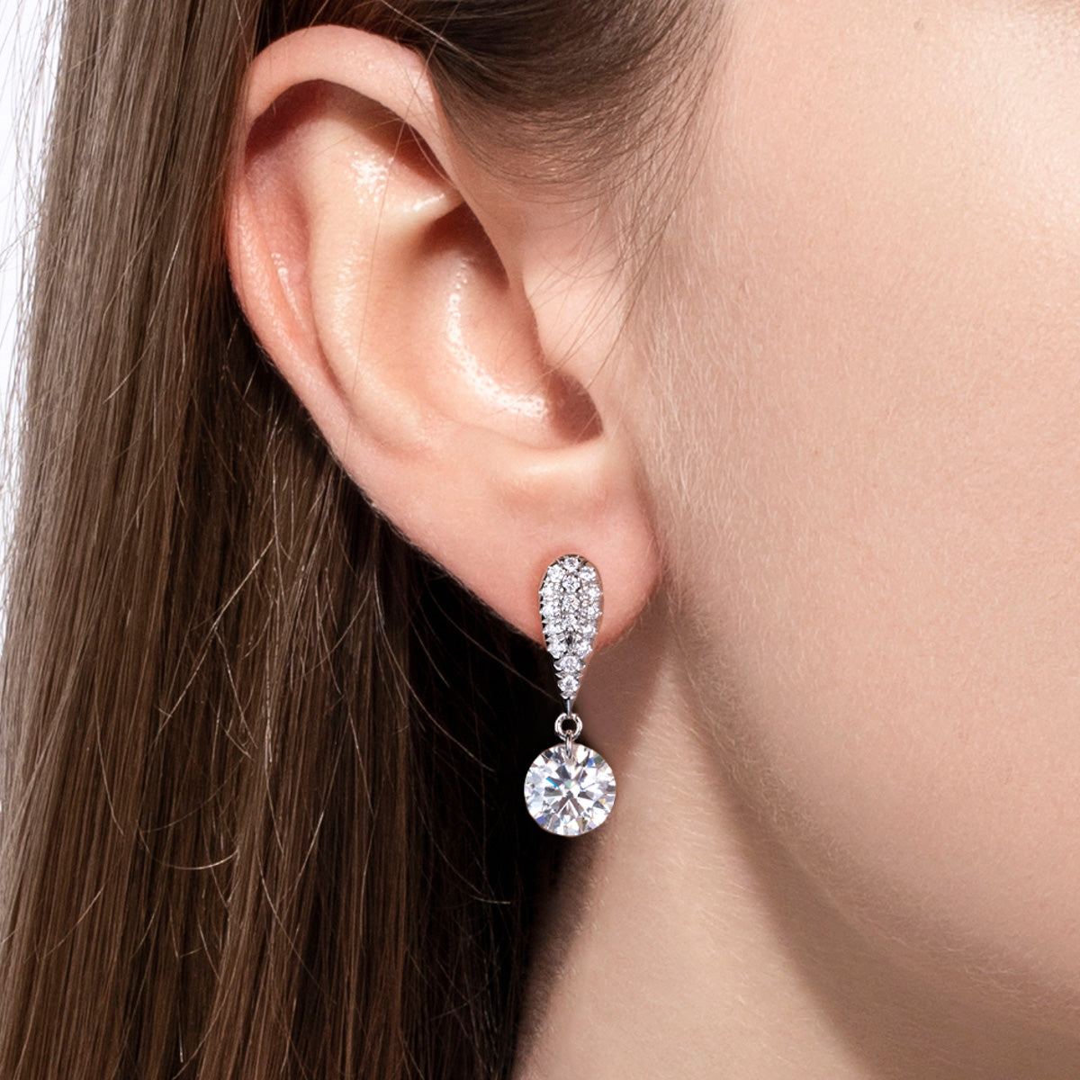 S925 Sterling Silver Round Moissanite Stud Earrings