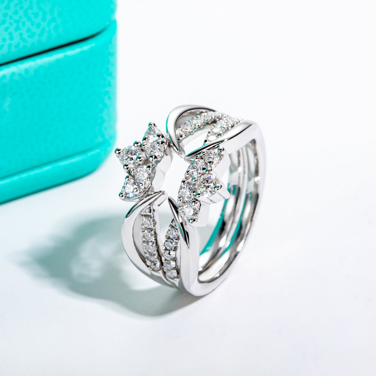 2.5mm Moissanite Stack Ring Set | Matching Combo Bands