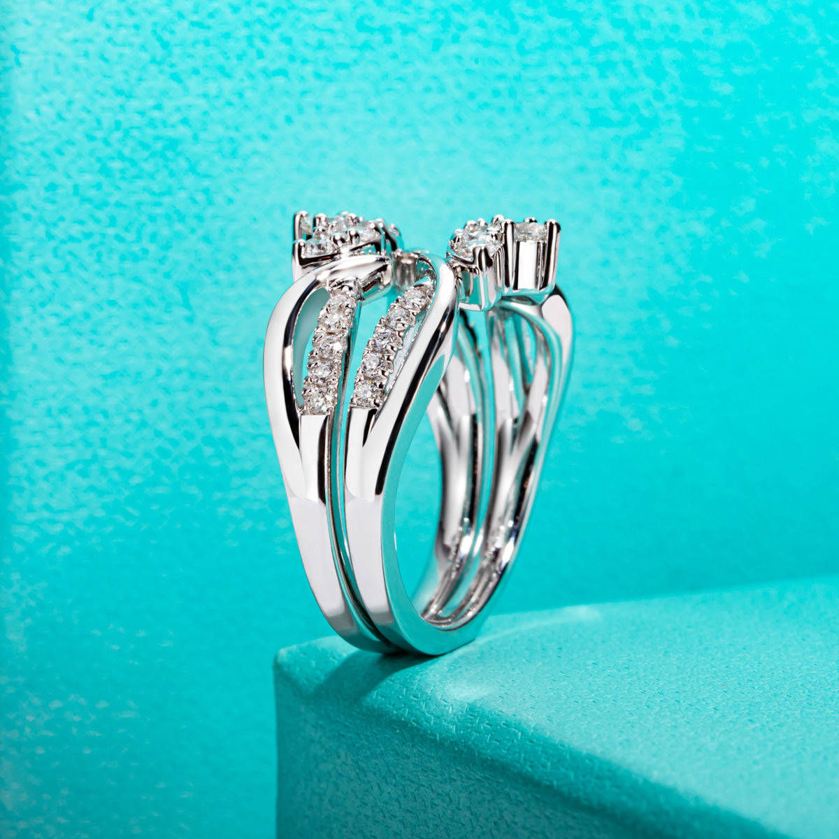 2.5mm Moissanite Stack Ring Set | Matching Combo Bands