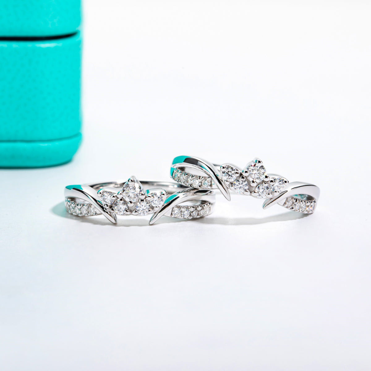 2.5mm Moissanite Stack Ring Set | Matching Combo Bands