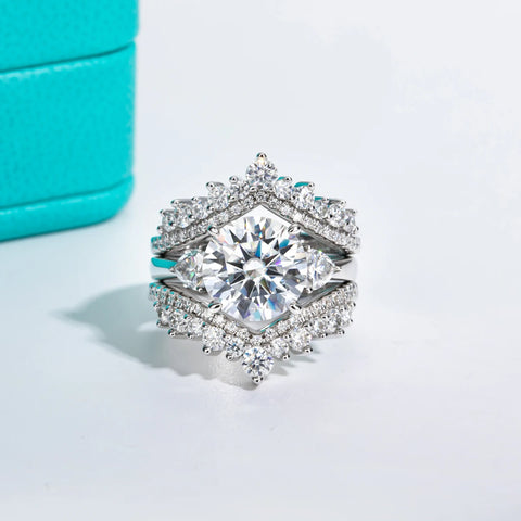 AnuJewel 4.6 Carat D Color Moissanite Diamond Engagement Wedding Ring 925 Sterling Silver Rings Fine Jewelry