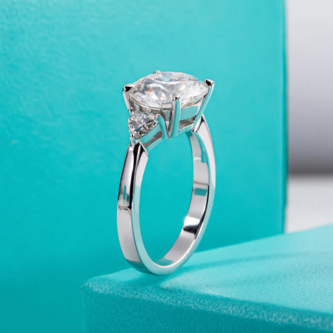 AnuJewel 4.6 Carat D Color Moissanite Diamond Engagement Wedding Ring 925 Sterling Silver Rings Fine Jewelry