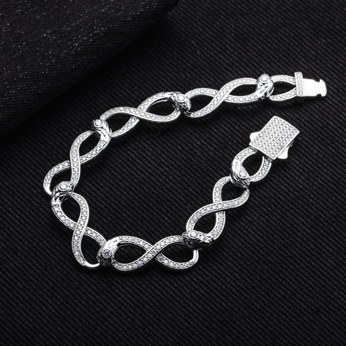 S925 Sterling Silver Infinity Bracelet with Round Moissanite Stones