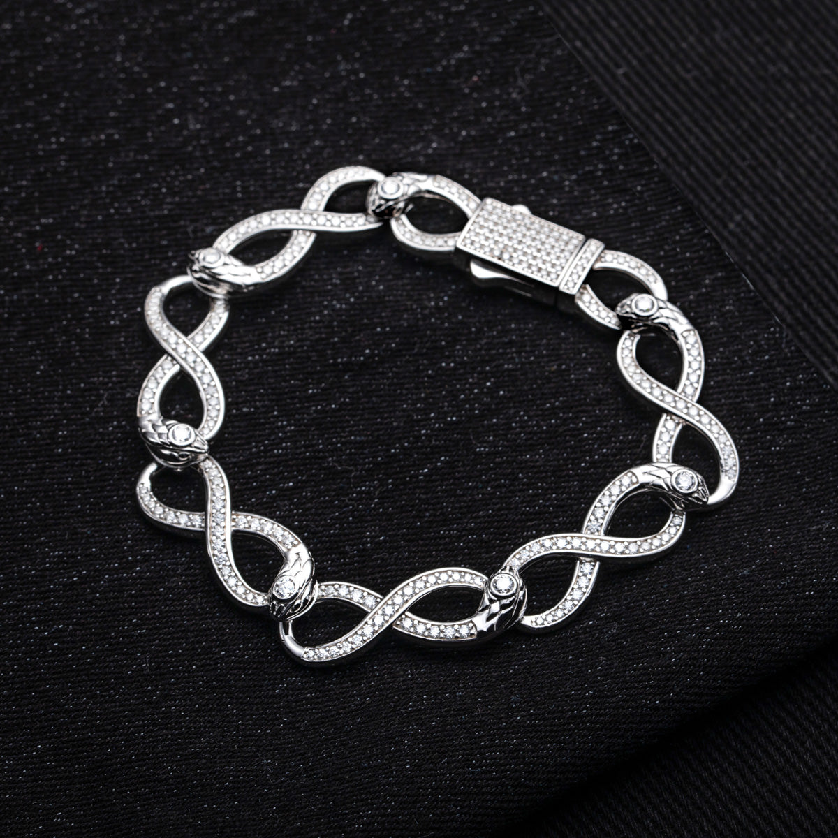 S925 Sterling Silver Infinity Bracelet with Round Moissanite Stones