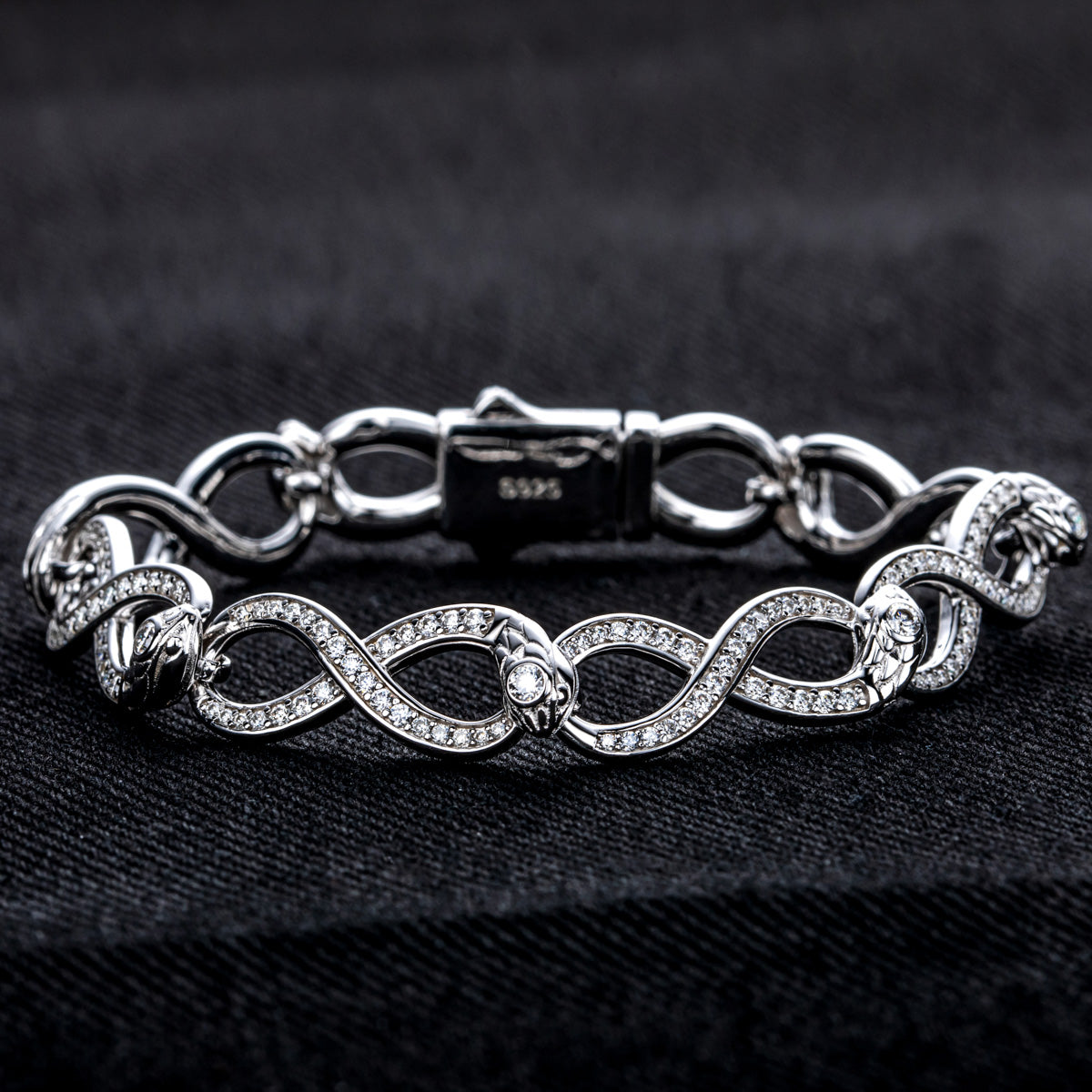 S925 Sterling Silver Infinity Bracelet with Round Moissanite Stones
