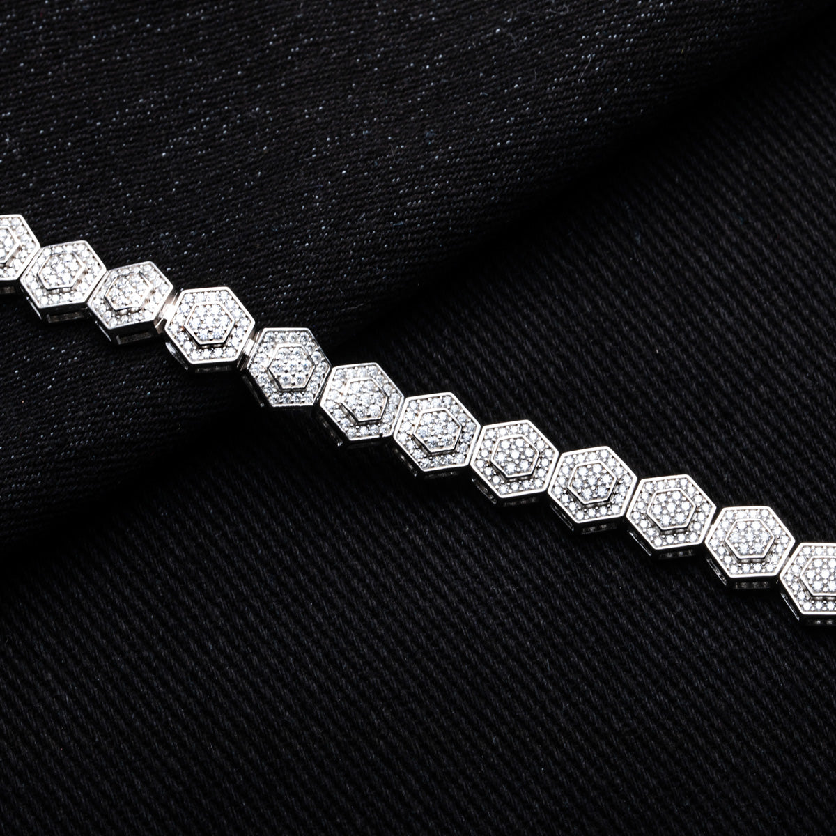 S925 Sterling Silver Hexagonal Full Paved Moissanite Bracelet