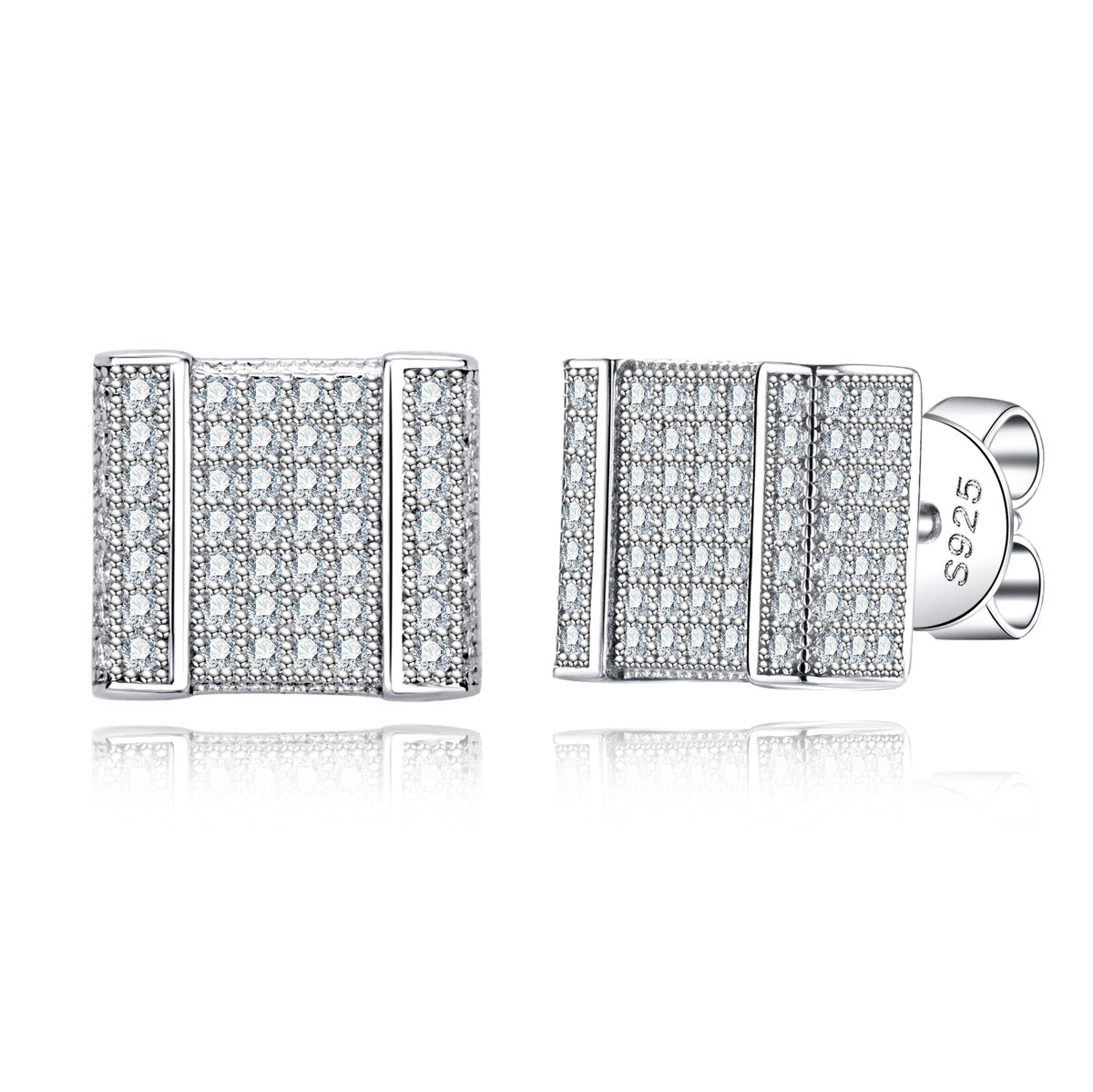 S925 Sterling Silver Round Moissanite Stud Earrings