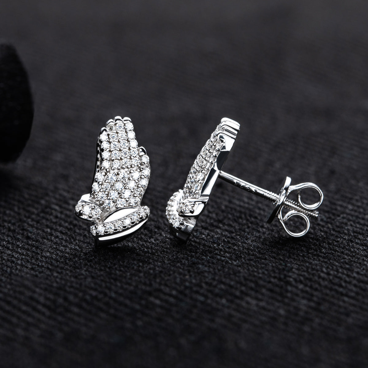 S925 Sterling Silver Palm Shaped Moissanite Stud Earrings