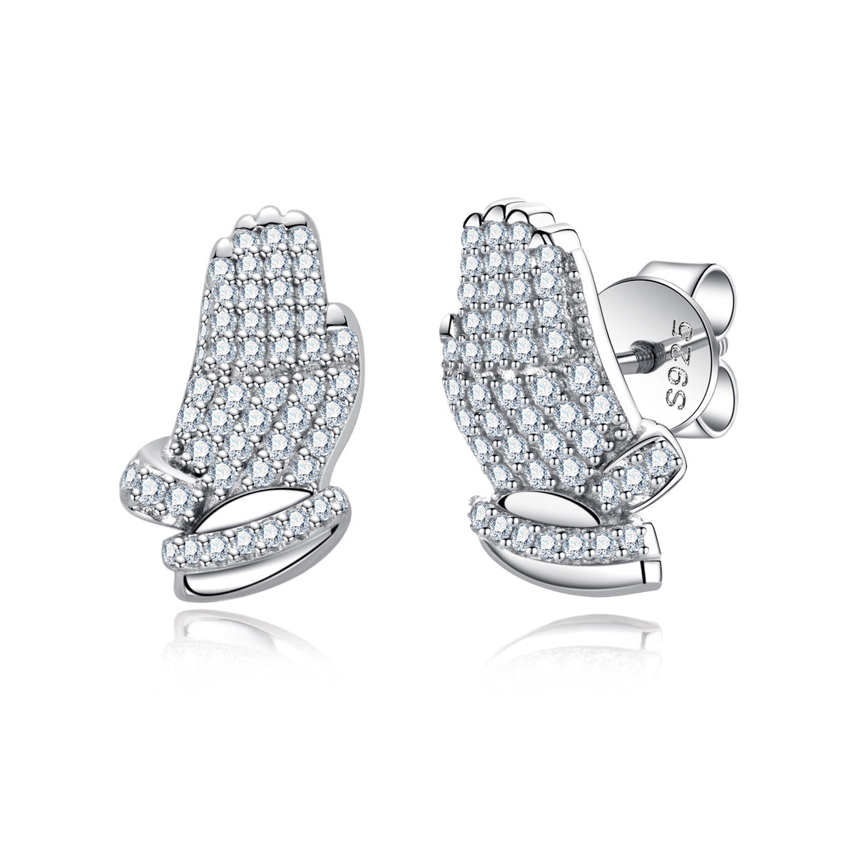 S925 Sterling Silver Palm Shaped Moissanite Stud Earrings