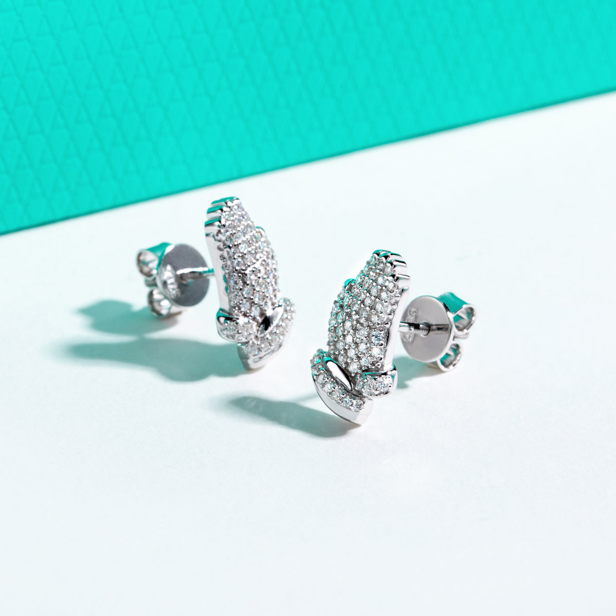 S925 Sterling Silver Palm Shaped Moissanite Stud Earrings