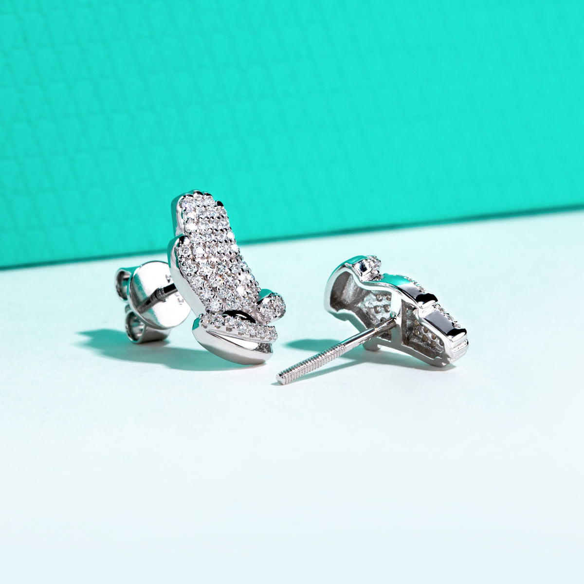 S925 Sterling Silver Palm Shaped Moissanite Stud Earrings
