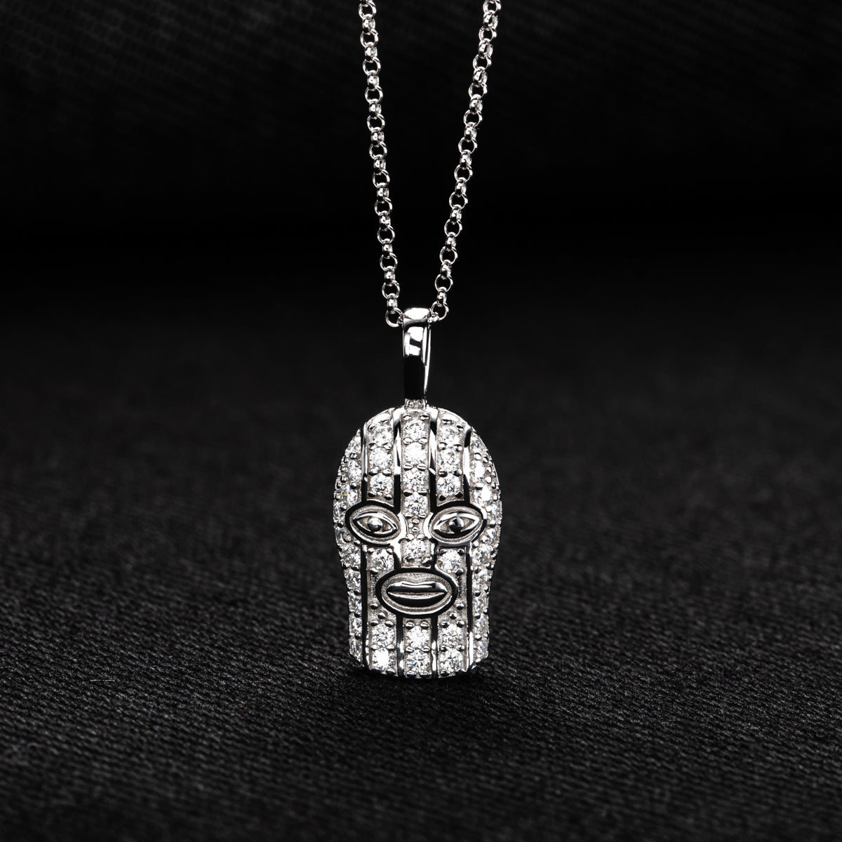S925 Sterling Silver Masked Man Moissanite Pendant