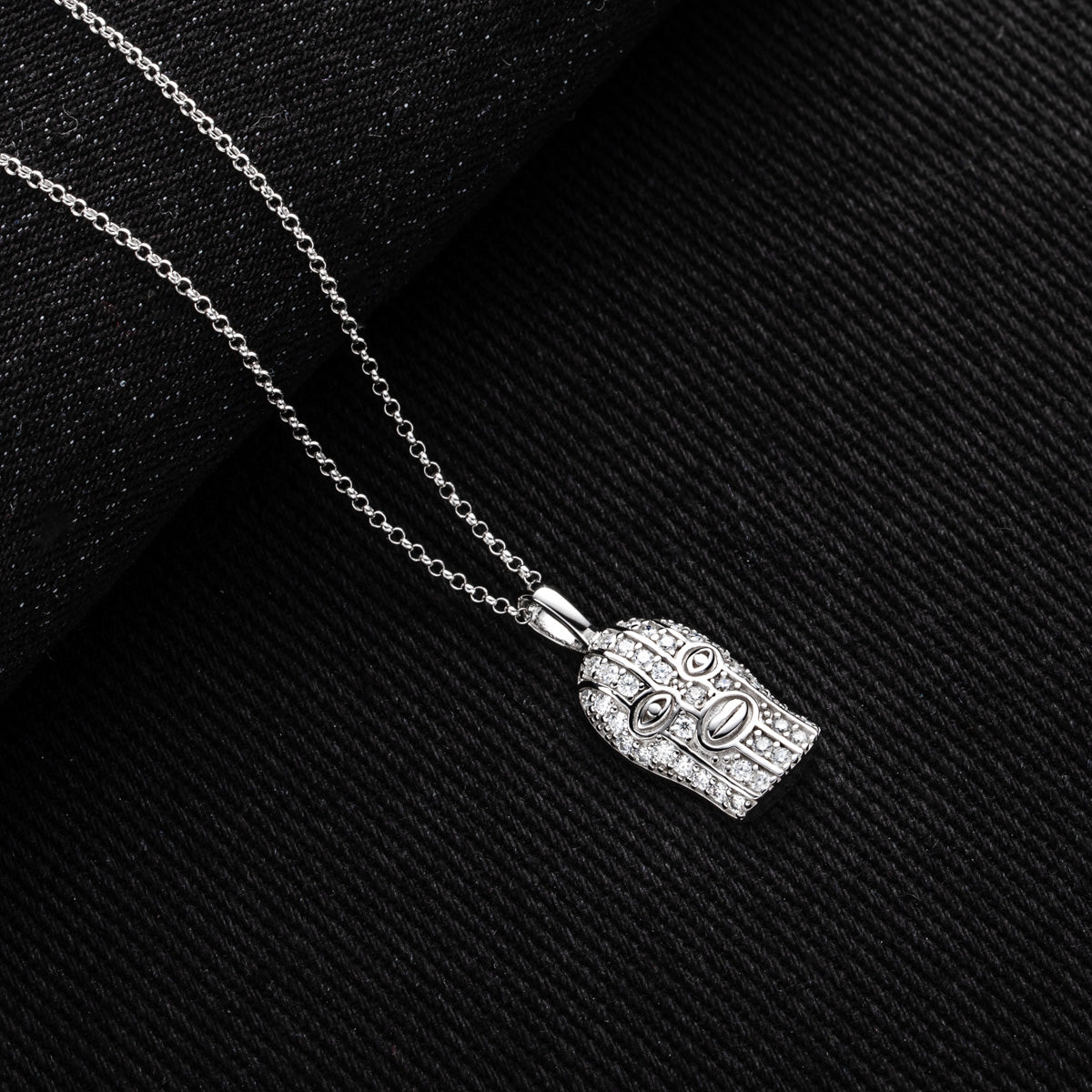 S925 Sterling Silver Masked Man Moissanite Pendant