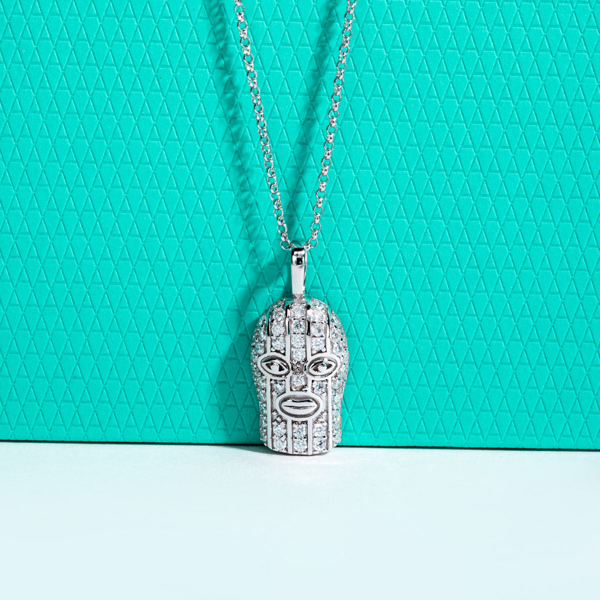 S925 Sterling Silver Masked Man Moissanite Pendant