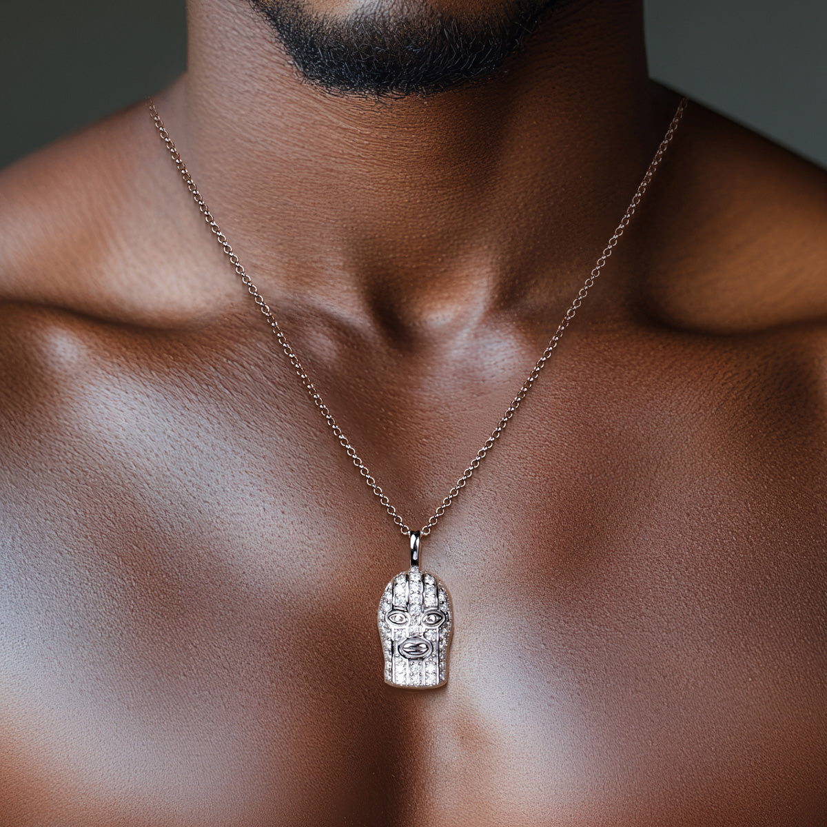 S925 Sterling Silver Masked Man Moissanite Pendant