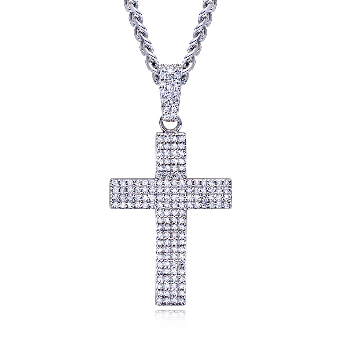 S925 Sterling‑Silver Round Moissanite Cross Pendant