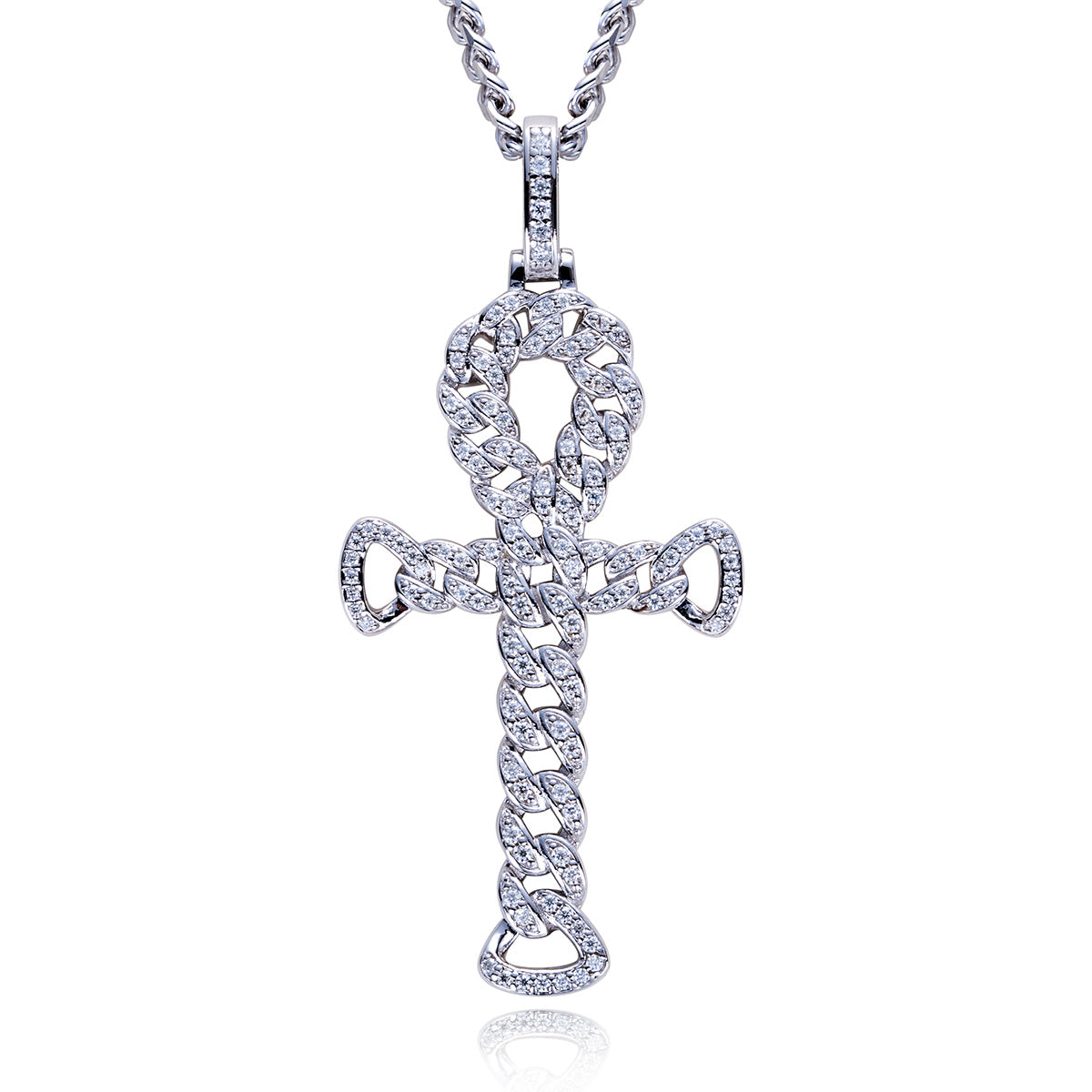 S925 Sterling‑Silver Round Moissanite Cross Pendant