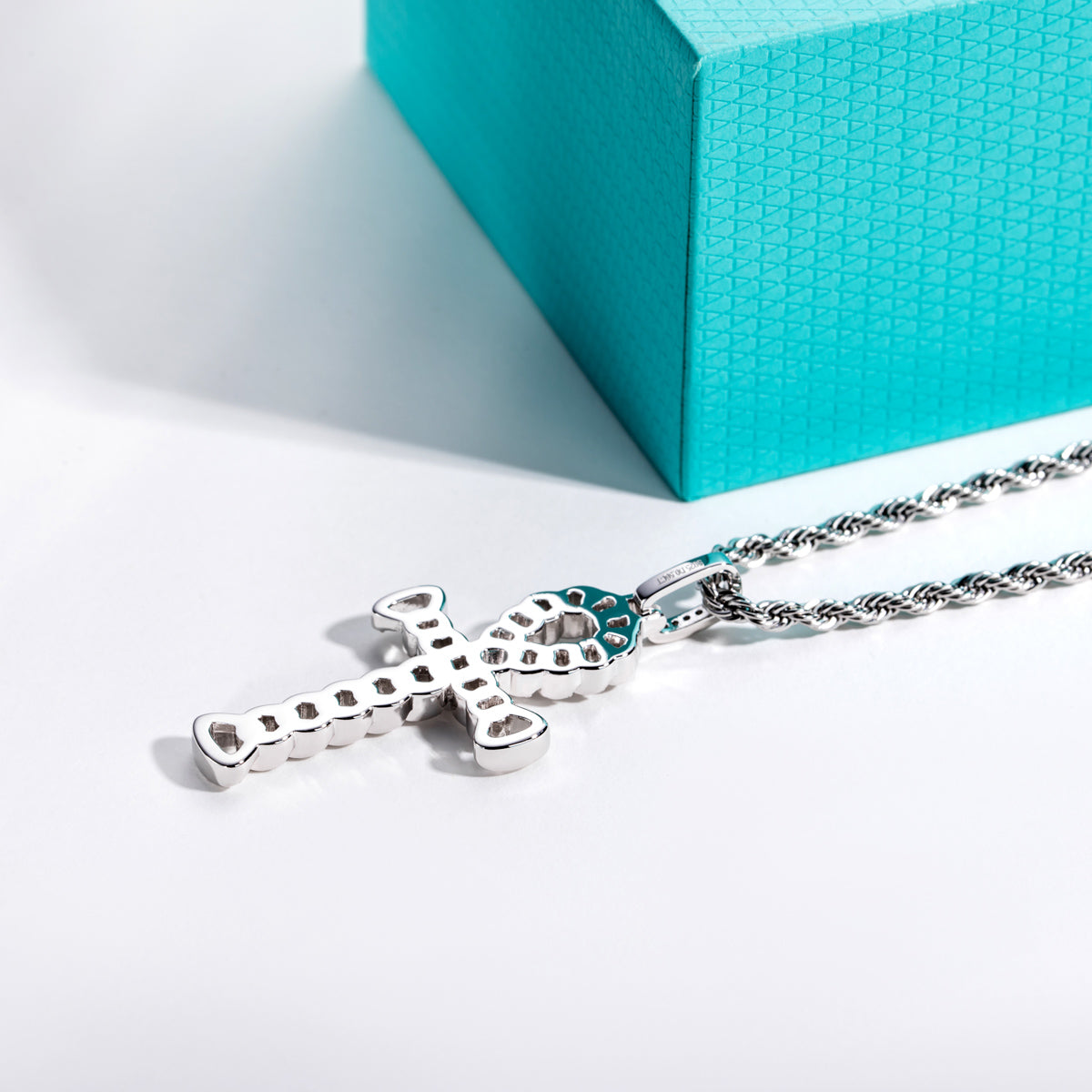 S925 Sterling‑Silver Round Moissanite Cross Pendant